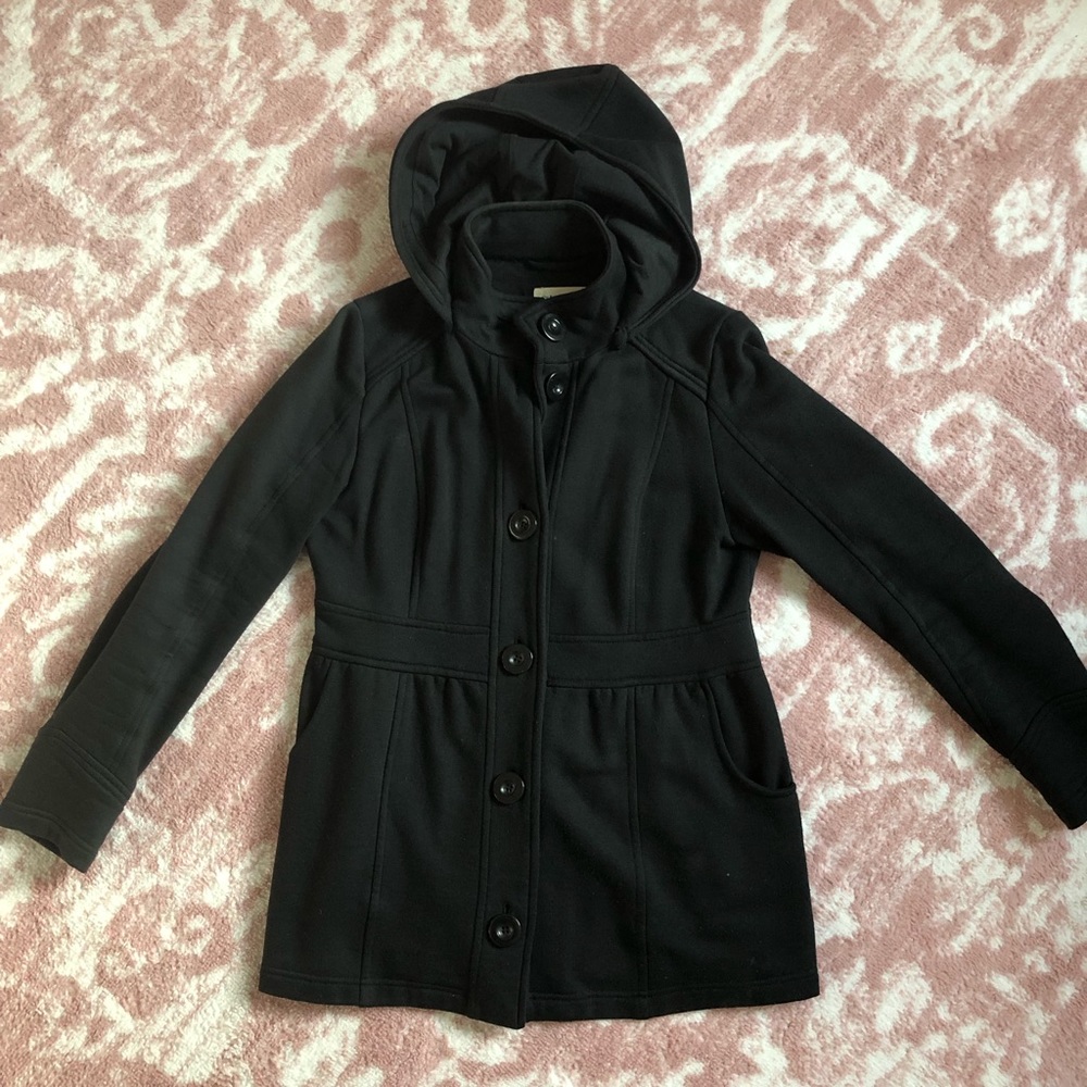 Sweatshirt Material Coat with Hood